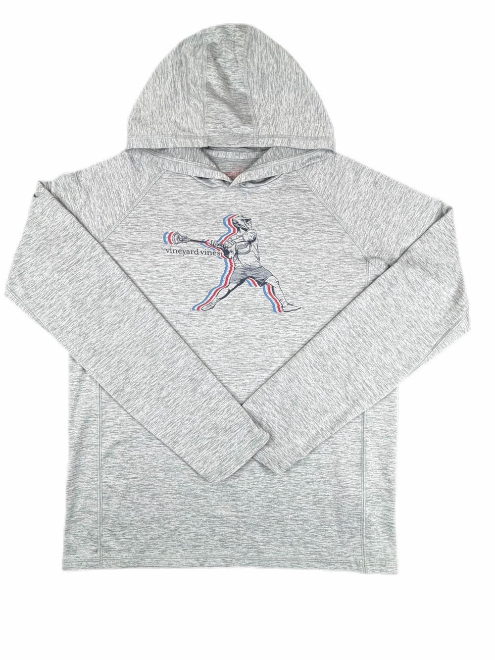 VINEYARD VINES Boys Hooded Grey Lacrosse Performance Long Sleeve - XL (18)